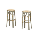 PURPLE LEAF Patio Round Bar Stools Set of 2 Outdoor Backless Barstools Woven Rattan Bar Chair for Indoor Kitchen Island Bistros Cafe Restaurant
