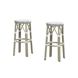 PURPLE LEAF Patio Round Bar Stools Set of 2 Outdoor Backless Barstools Woven Rattan Bar Chair for Indoor Kitchen Island Bistros Cafe Restaurant