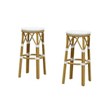 PURPLE LEAF Patio Round Bar Stools Set of 2 Outdoor Backless Barstools Woven Rattan Bar Chair for Indoor Kitchen Island Bistros Cafe Restaurant