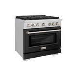 ZLINE 36" Gas Range, Convection Gas Oven, Stainless Steel,Matte Black SGR-BLM-36