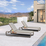 PURPLE LEAF Patio Chaise Lounge with Cushion Aluminum Tanning Chair Lounge Adjustable Reclining Set