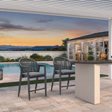 PURPLE LEAF Outdoor Bar Stools Set of 2 – Counter Stools Bar Stools with Aluminum Frame & Backrest for Patio, Kitchen Island & Bistro Stools