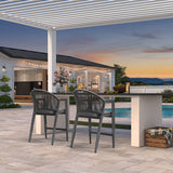 PURPLE LEAF Outdoor Bar Stools Set of 2 – Counter Stools Bar Stools with Aluminum Frame & Backrest for Patio, Kitchen Island & Bistro Stools