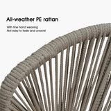 PURPLE LEAF Bar Stool Rattan Bar Stools Counter Stools with Back Metal Bar Height Stool Outdoor Bar Chair for Garden Kitchen