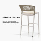 PURPLE LEAF Bar Stool Rattan Bar Stools Counter Stools with Back Metal Bar Height Stool Outdoor Bar Chair for Garden Kitchen