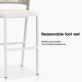 PURPLE LEAF Bar Stool Rattan Bar Stools Counter Stools with Back Metal Bar Height Stool Outdoor Bar Chair for Garden Kitchen