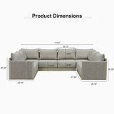 PURPLE LEAF Sanori L-Shaped Patio Couch Set Modular Sofa with Beige Cushions and Ottoman for Backyard