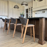 PURPLE LEAF Bar Stool Rattan Bar Stools Counter Stools with Back Metal Bar Height Stool Outdoor Bar Chair for Garden Kitchen