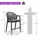 PURPLE LEAF Outdoor Bar Stools Set of 2 – Counter Stools Bar Stools with Aluminum Frame & Backrest for Patio, Kitchen Island & Bistro Stools