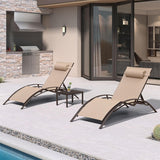PURPLE LEAF Outdoor Chaise Lounge Chair Patio Pool Lounger Bronze Aluminum Chairs with Side Table Adjustable Tanning Recliner for Outside Backyard Yard Deck Balcony Beach