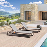 PURPLE LEAF Patio Chaise Lounge with Cushion Aluminum Tanning Chair Lounge Adjustable Reclining Set