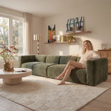 Philo Chenille Low Profile Modular Sectional Sofa (3-Seater+Ottoman)
