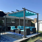 PURPLE LEAF Outdoor Pergola with Retractable Canopy Aluminum Shelter for Porch Garden Beach Shade Pavilion Pergola Modern Backyard Deck