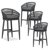 PURPLE LEAF Outdoor Bar Stools Counter Stools Rattan Bar Stools Chair with Backrest for Indoor or Outdoor, Kitchen lsland