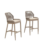 PURPLE LEAF Patio Sunbrella Bar Stools Set of 2 Rattan Bar Aluminum Bar Stool Outdoor Barstools with Back and Cushion for Garden Kitchen Island
