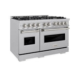 ZLINE 48" Dual Fuel Range, Gas Cooktop, Electric Convection Oven DuraSnow® Stainless Steel, CDRS-48