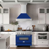 ZLINE 36" Autograph Stainless Blue Gloss Wall Range Hood, 8654STX-BG-36