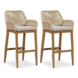 PURPLE LEAF Modern Bar Stools Aluminum Bar Stool with Cushion for Indoor and Outdoor, Kitchen Island