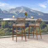 PURPLE LEAF Patio Sunbrella Bar Stools Set of 2 Rattan Bar Aluminum Bar Stool Outdoor Barstools with Back and Cushion for Garden Kitchen Island