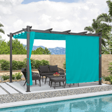 PURPLE LEAF Outdoor Pergola with Retractable Canopy Aluminum Shelter for Beach Porch Garden Shade Pavilion Pergola with Curtains