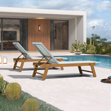 PURPLE LEAF Extra Large Patio Chaise Lounge French Outdoor Wicker Lounger Matte Teak Aluminum Frame 771LBS Capacity PE Rattan Adjustable Backrest for Pool Garden Beach Backyard
