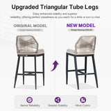 PURPLE LEAF Outdoor Bar Stools Wicker Rattan Bar Stools with Back Aluminum Outside Garden Patio Bar Chairs