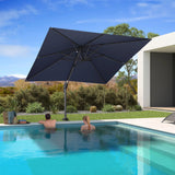 PURPLE LEAF Pool Umbrella Outdoor Cantilever Umbrella with In-ground Base
