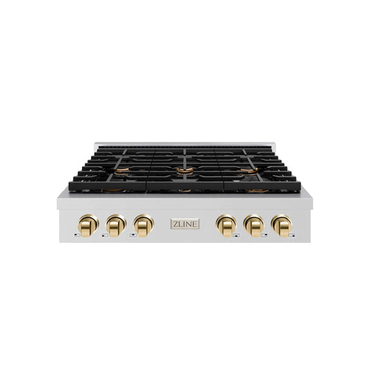 ZLINE 36" Paramount Gas Rangetop Stainless Steel Gold SRTZ-36-G