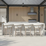 PURPLE LEAF Outdoor Bar Stools Set of 2 Modern Olefin Upholstered Barstools with Back and Armrest Bar Chairs for Garden Kitchen Island