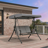PURPLE LEAF Porch Swing with Adjustable Tilt Canopy Patio Swing with Stand and Meatl Steel Frame All-Weather Outdoor Swing Chair Seat Space-Saving for Backyard Garden Deck