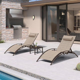 PURPLE LEAF Outdoor Chaise Lounge Chair Patio Pool Lounger Bronze Aluminum Chairs with Side Table Adjustable Tanning Recliner for Outside Backyard Yard Deck Balcony Beach