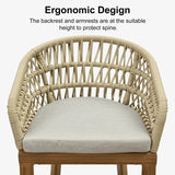 PURPLE LEAF Outdoor Bar Stools Counter Stools Rattan Bar Stools Chair with Backrest for Indoor or Outdoor, Kitchen lsland