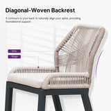 PURPLE LEAF Outdoor Bar Stools Wicker Rattan Bar Stools with Back Aluminum Outside Garden Patio Bar Chairs