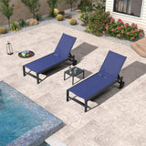 PURPLE LEAF Outdoor Chaise Lounge with Wheels Patio Lounge Chair Recliner