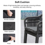 PURPLE LEAF Outdoor Bar Stools Rattan Bar Stools Counter Stools with Back and Cushions for Patio, Garden, Kitchen
