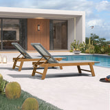 PURPLE LEAF Extra Large Patio Chaise Lounge French Outdoor Wicker Lounger Matte Teak Aluminum Frame 771LBS Capacity PE Rattan Adjustable Backrest for Pool Garden Beach Backyard