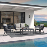 PURPLE LEAF Liviah 4-Piece Patio Conversation Set with Wicker Chairs and Cushions Sofa for Garden