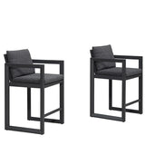 PURPLE LEAF Caesar Bar Stools Modern Aluminum Barstools with Stainless Removable Cushion for Kitchen Outside Island Backyard