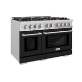 ZLINE 48" Select Dual Fuel Range Gas Cooktop Electric Convection Oven Stainless Steel Black Matte Door HDR-BLM-48