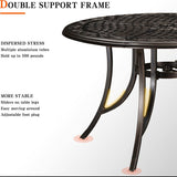 PURPLE LEAF Cast Aluminum Patio Dining Armchairs and Round Table | Rhombus and Square Lattice Designs