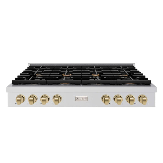 ZLINE 48" Paramount Gas Rangetop Stainless Steel Champagne Bronze SRTZ-48-CB