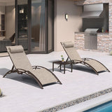 PURPLE LEAF Outdoor Chaise Lounge Chair Patio Pool Lounger Bronze Aluminum Chairs with Side Table Adjustable Tanning Recliner for Outside Backyard Yard Deck Balcony Beach