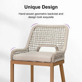 PURPLE LEAF Outdoor Bar Stools Wicker Rattan Bar Stools with Back Aluminum Outside Garden Patio Bar Chairs
