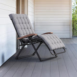 PURPLE LEAF Outdoor Reclining Chair Patio Zero Gravity Chaise Lounge Folding Chair with Removable Cushion Adjustable Headrest for Lawn Camping Beach Pool