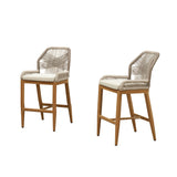 PURPLE LEAF Patio Bar Stools Counter Stools Outdoor Rattan Chairs with Back Modern Aluminum Woven Barstools for Garden Patio Kitchen Indoor