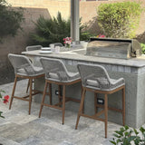 PURPLE LEAF Outdoor Bar Stools Wicker Rattan Bar Stools with Back Aluminum Outside Garden Patio Bar Chairs