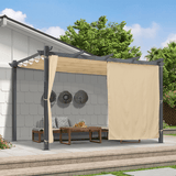 PURPLE LEAF Outdoor Pergola with Retractable Canopy Aluminum Shelter for Beach Porch Garden Shade Pavilion Pergola with Curtains