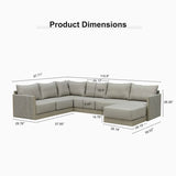 PURPLE LEAF Sanori L-Shaped Patio Couch Set Modular Sofa with Beige Cushions and Ottoman for Backyard