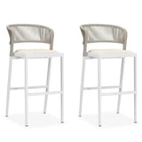 PURPLE LEAF Bar Stool Rattan Bar Stools Counter Stools with Back Metal Bar Height Stool Outdoor Bar Chair for Garden Kitchen
