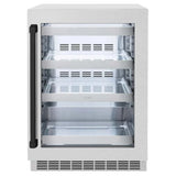 ZLINE 24" Touchstone 151 Can Beverage Fridge DuraSnow® Stainless Steel Glass Door Matte Black Handle RBSOZ-SN-24-MB